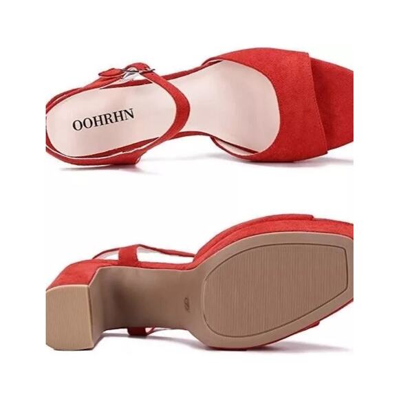 Oohrhn Women's Suede Platform Sandals with Ankle Strap - Size 10 - Picture 2 of 6